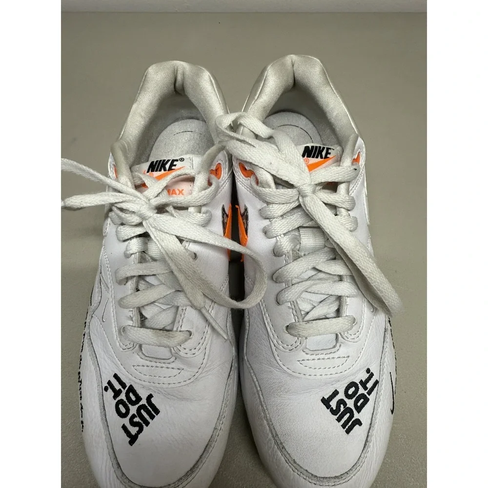 Nike Air Max 1 Just Do It Womens Sz 8.5 Mens Sz 7 White Orange 917691-100